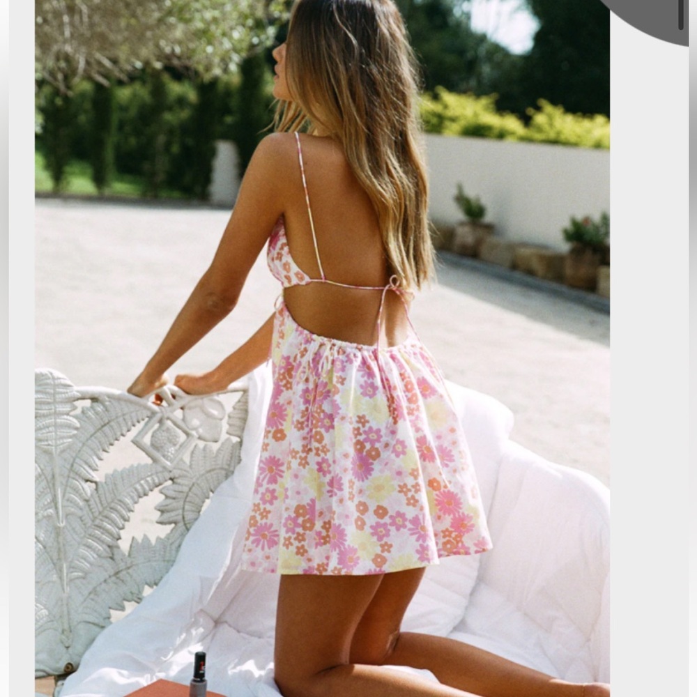 Floral Halter Dress with Pink and Yellow Flowers